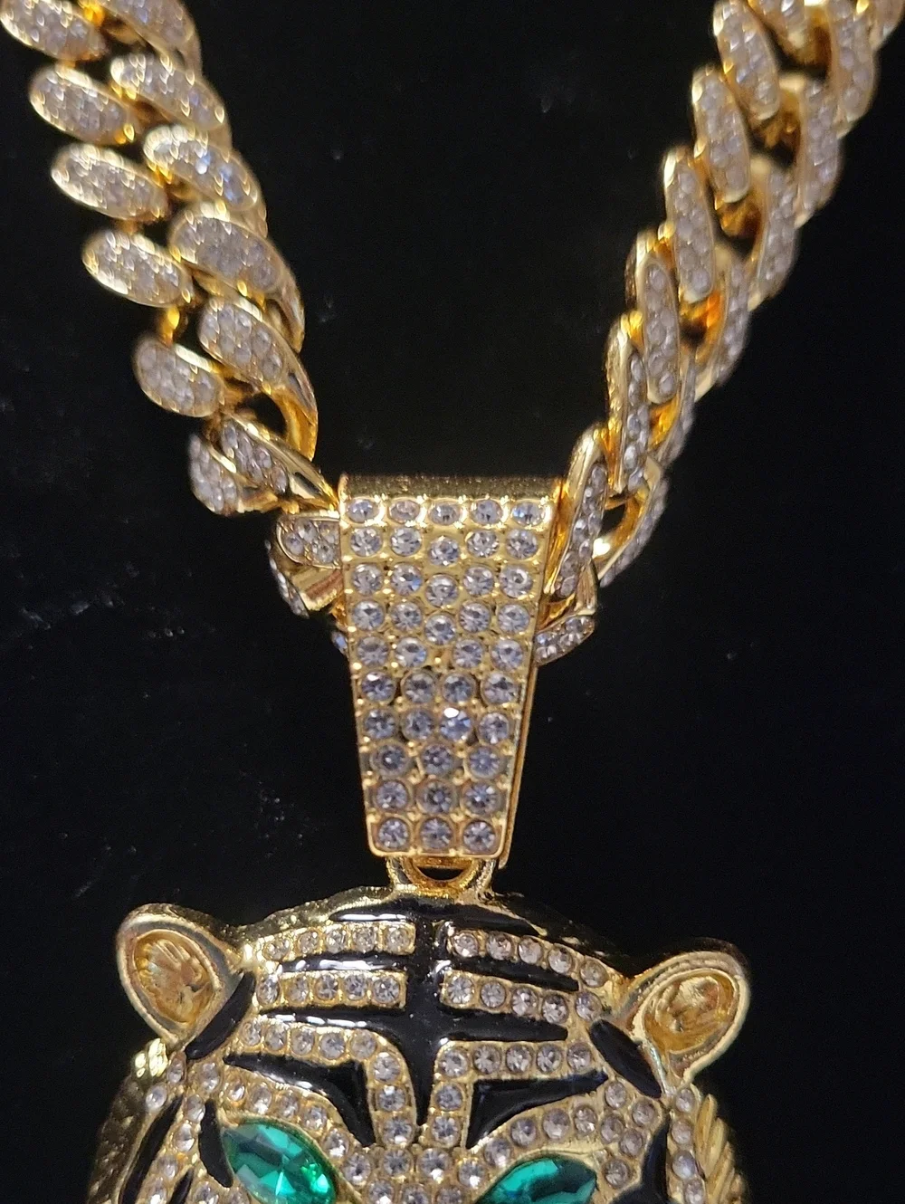 Gold Tiger Head Pendant Necklace - . 20in